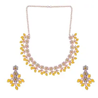 Attractive Rose Gold Yellow Colour Necklace With Earrings For Womens-thumb2