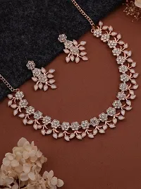 Attractive Rose Gold White Colour Necklace With Earrings For Womens-thumb3