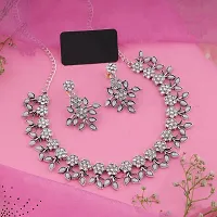 Attractive Silver Plated White Colour Necklace With Earrings For Womens-thumb2