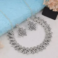 Attractive Silver Plated White Colour Necklace With Earrings For Womens-thumb3