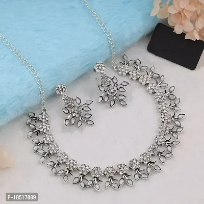 Attractive Silver Plated White Colour Necklace With Earrings For Womens-thumb4