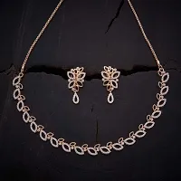 Amazing Rose Gold Plated Necklace With Earrings For Womens-thumb1