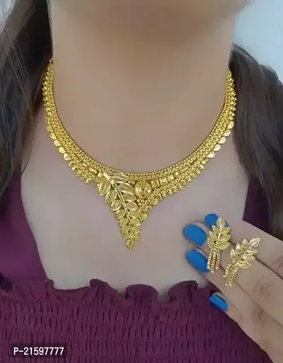 ATTRACTIVE GOLD NECKLACE WITH EARRINGS FOR WOMENS