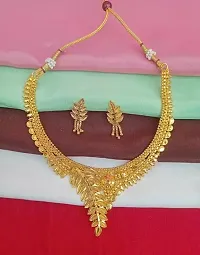 ATTRACTIVE GOLD NECKLACE WITH EARRINGS FOR WOMENS-thumb1