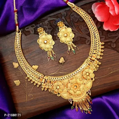 GOLD NECKLACE WITH EARRINGS FOR WOMENS