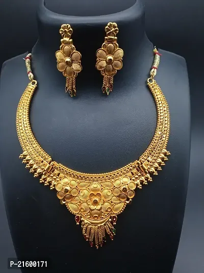 GOLD NECKLACE WITH EARRINGS FOR WOMENS-thumb2