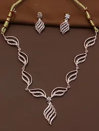 ROSE GOLD NECKLACE WITH EARRINGS FOR WOMENS-thumb1