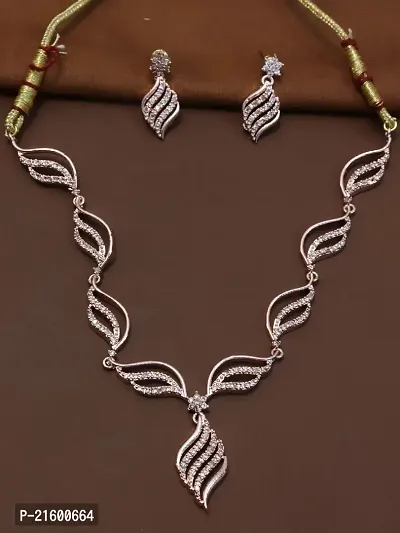 ROSE GOLD NECKLACE WITH EARRINGS FOR WOMENS-thumb2