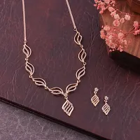 ROSE GOLD NECKLACE WITH EARRINGS FOR WOMENS-thumb3