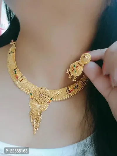 Alloy Golden Designer Necklace Set For Womens-thumb0