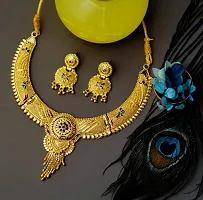 Alloy Golden Designer Necklace Set For Womens-thumb1
