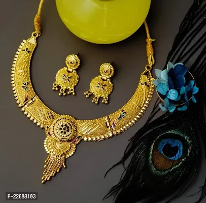 Alloy Golden Designer Necklace Set For Womens-thumb2