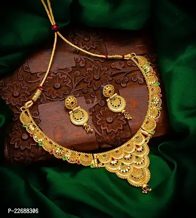 Alloy Golden Designer Necklace Set For Womens