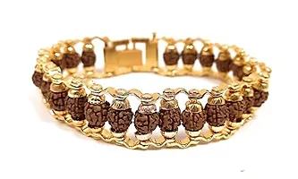 Stylish Gold Plated Rudraksha Bracelet With Modern Design ndash; Perfect Spiritual Jewelry-thumb1