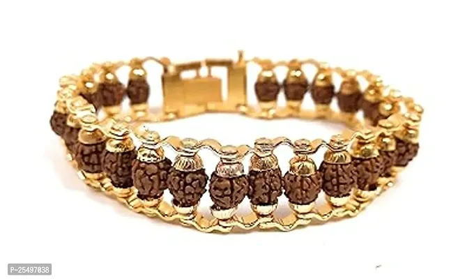 Stylish Gold Plated Rudraksha Bracelet With Modern Design ndash; Perfect Spiritual Jewelry-thumb2