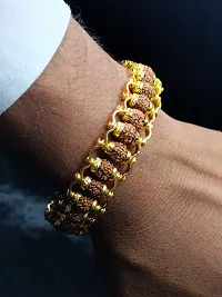Stylish Gold Plated Rudraksha Bracelet With Modern Design ndash; Perfect Spiritual Jewelry-thumb2