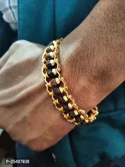 Stylish Gold Plated Rudraksha Bracelet With Modern Design ndash; Perfect Spiritual Jewelry-thumb4