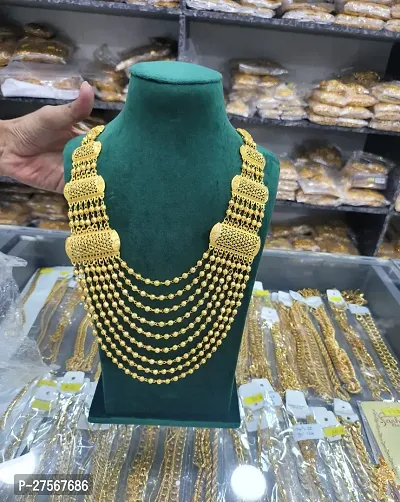 Unique Handmade Golden Long Choker Layered Necklace | Beads Chain Matte Finish Necklace | Indian Wedding Heavy Choker