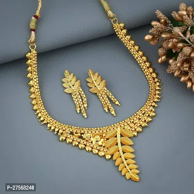 Gold Choker Necklace Set For Women  Girls-thumb0