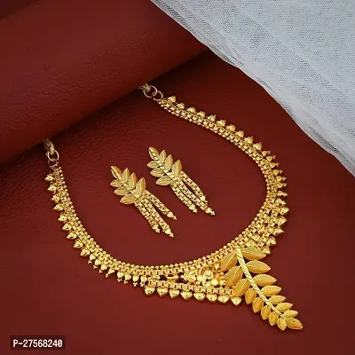 Gold Choker Necklace Set For Women  Girls-thumb2