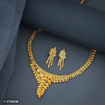 Gold Choker Necklace Set For Women  Girls-thumb3