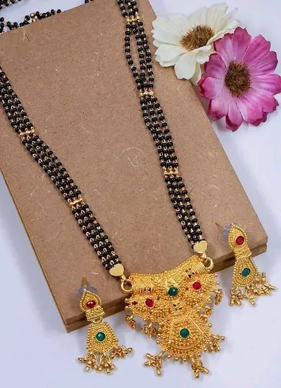 Brass Mangalsutra With Earrings For Women