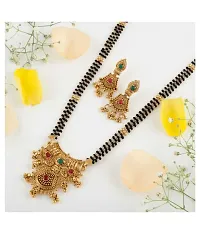 Golden Brass Mangalsutra With Earrings For Women-thumb1