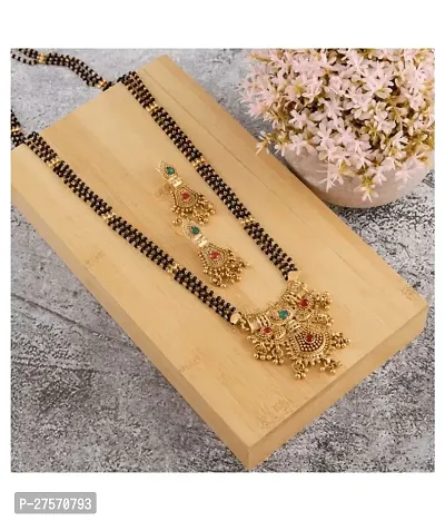 Golden Brass Mangalsutra With Earrings For Women-thumb4