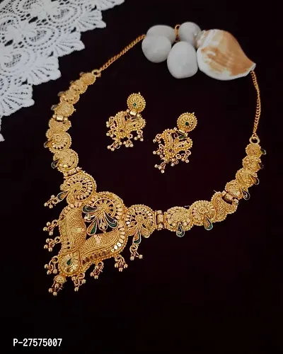 Alloy Golden Designer Necklaces Set For Womens