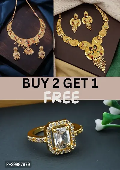 Stylish Necklace Set with Ring For Women And Girls