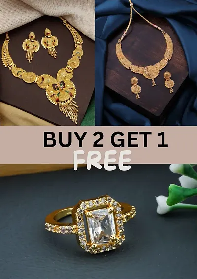 Combo Of 2 Gold Plated Brass Meenakari Jewellery Sets