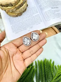 Silver Ruby Stud Earrings For Women/girls (Pack Of 2)-thumb1