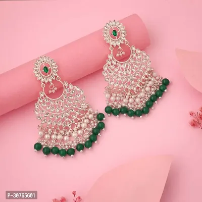 Silver Plated Traditional Meenakari Pearl Earrings for Women And Girls