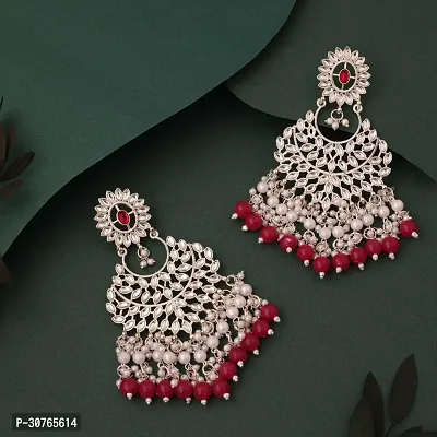 Silver Plated Traditional Meenakari Pearl Earrings for Women And Girls