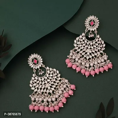 Silver Plated Traditional Meenakari Pearl Earrings for Women And Girls