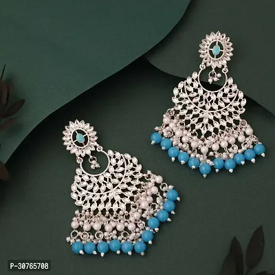 Silver Plated Traditional Meenakari Pearl Earrings for Women And Girls