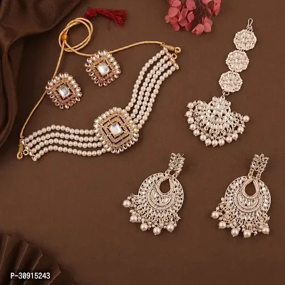 Pearls Choker Set With Mangtikka For Women/Girls