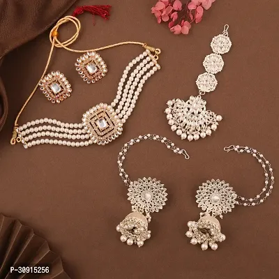 Pearls Choker Set With Mangtikka For Women/Girls