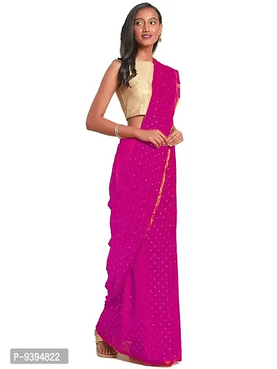 Bhuwal Fashion Women's chiffon Saree with Blouse Piece (Pink)-thumb0
