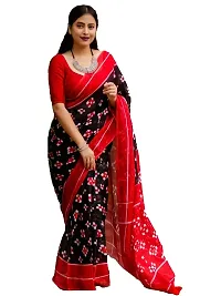 Stylish Red  Cotton printed saree with Blouse-thumb3