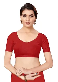 Stylish Red  Cotton printed saree with Blouse-thumb1