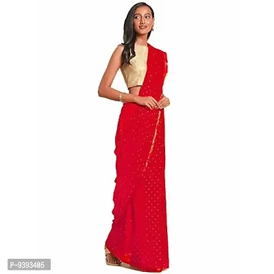 Bhuwal Fashion Women's chiffon Saree with Blouse Piece (Red)