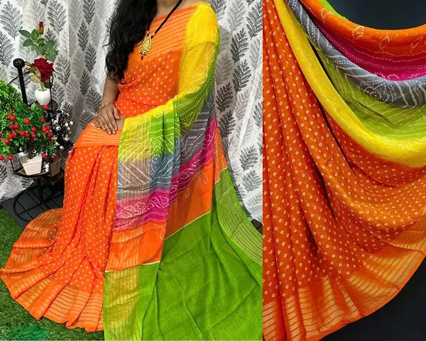 Chiffon Printed Sarees with Blouse Piece