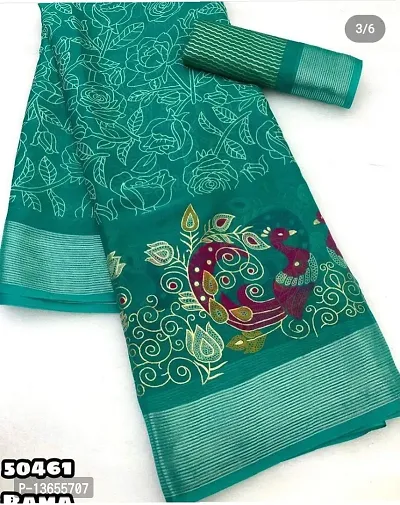 elegant chiffon foil print  saree with blouse-thumb0