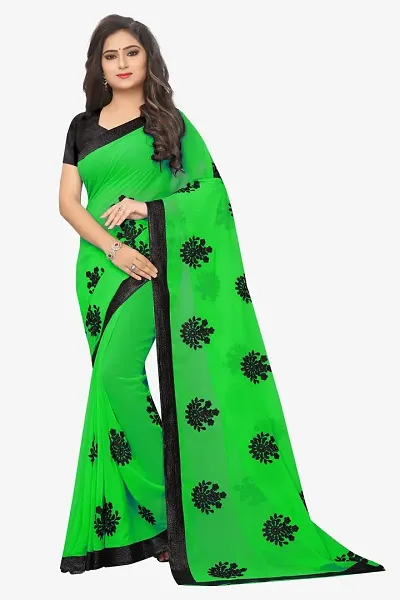 Georgette Embroidered Saree With Blouse Piece