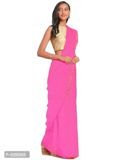Bhuwal Fashion Women's chiffon Saree with Blouse Piece (Baby Pink)