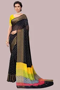 bhuwal fashion bhandhani print chiffon saree with blouse (black)-thumb2