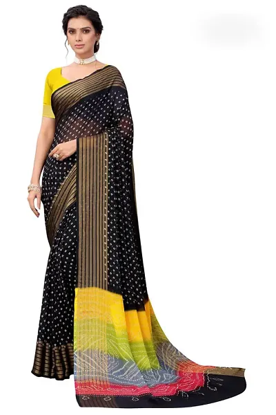 Bandhani Chiffon Printed Saree With Blouse Piece