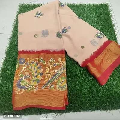 STYLISH MOSS Chiffon peacock  Print saree with Broad Zari Border