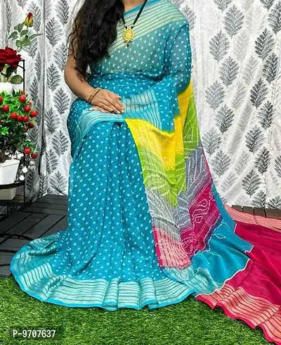 Fancy Chiffon Saree with Blouse Piece for Women-thumb0